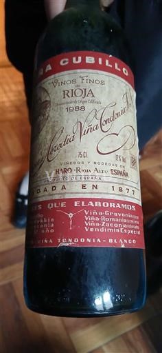 La Rioja Rioja Bodegas R. López de Heredia Viña Tondonia Viña Cubillo 1988