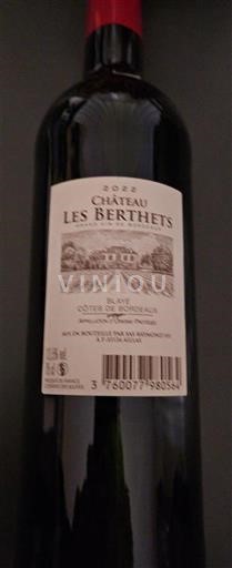 Bordeaux Côtes-de-bourg Château Les Berthets 2022
