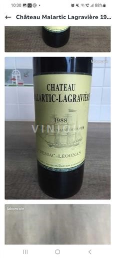 Bordeaux Pessac-Léognan Grand Cru Château Malartic-Lagravière 1988