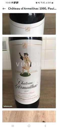 Bordeaux Pauillac Grand Cru Château Armailhac 1990