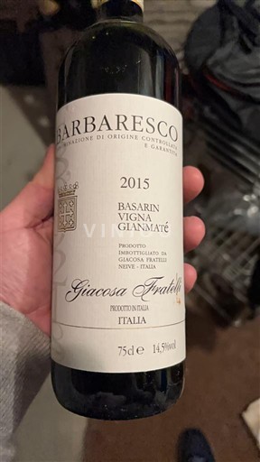 Piëmont Barbaresco Giacosa Fratelli Basarin Vigna Gianmaté 2015