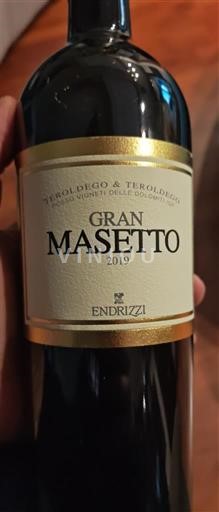 Vin Rouge sec Gran Masetto Endrizzi 2019 Italie Trentin-Haut-Adige Teroldego Rotaliano DOC