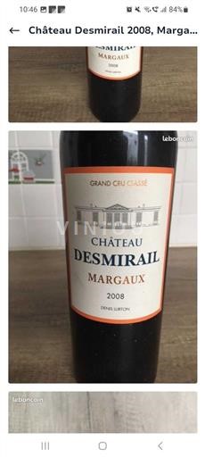 Bordeaux Margaux Desmirail 2008