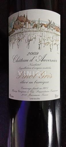 Neuchâtel Neuchâtel AOC Château Auvernier Pinot Gris élevé en barrique 2009