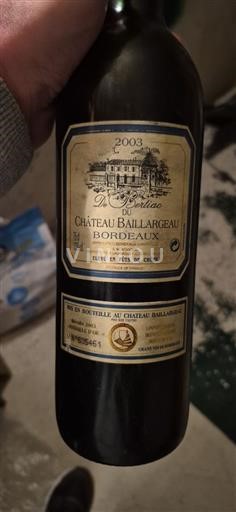Bordeaux Château Baillargeau 2003