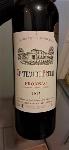 Vin Rouge sec Château Breuil 2017 France Bordeaux Fronsac AOC