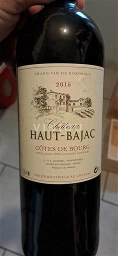 Bordeaux Côtes-de-bourg Château Haut-Bajac 2015