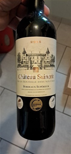 Bordeaux Bordeaux superiore Château Saincrit 2015