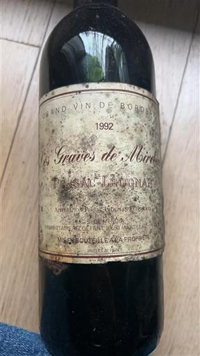 Bordeaux Pessac-Léognan Les Graves de Mirebeau 1992