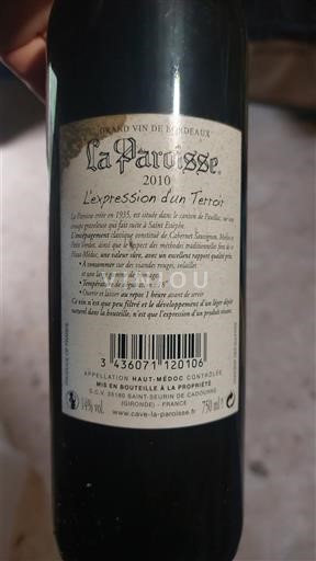 Bordeaux Haut-Médoc La Paroisse L'expression du Terroir 2010