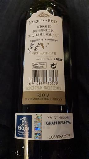 La Rioja Rioja Marqués de Riscal Gran Reserva 2019