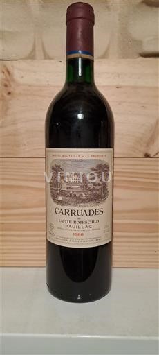 Bordeaux Pauillac Carruades de Lafite Rothschild 1988