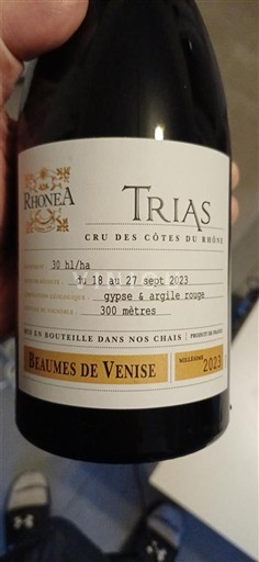 Vallée du Rhône Beaumes de Venise Rhonéa Trias 2023