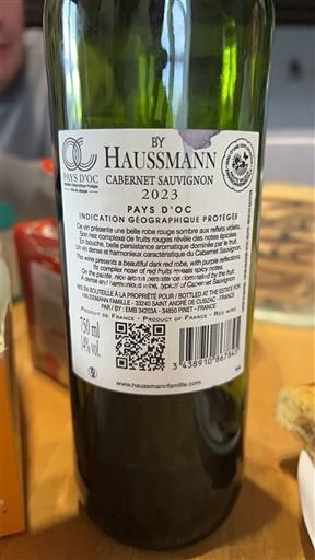 Languedoc y Rosellón País de Oc Haussmann Cabernet Sauvignon 2023