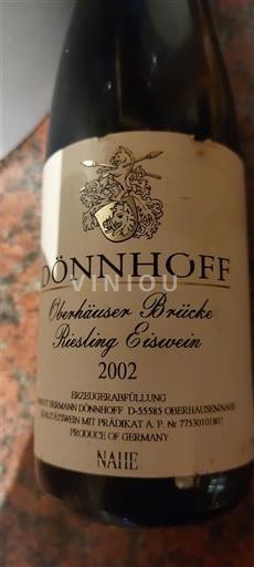 Nahe Dönnhoff Oberhäuser Brücke Riesling Eiswein 2002