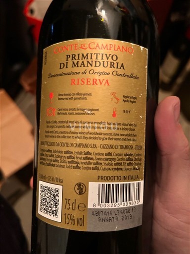 Apulien Primitivo di Manduria Conte di Campiano Riserva 2019
