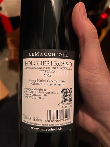 Toscane Niet gespecificeerd Le Macchiole Bolgheri Rosso 2021