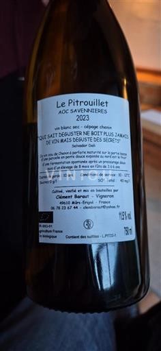 Vallée de la Loire Savennières Clément Baraut Le Pitrouillet 2023