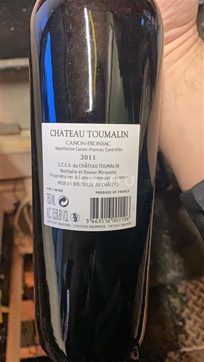 Víno Rouge sec Château Toumalin 2011 Francie Bordeaux Canon-Fronsac AOC