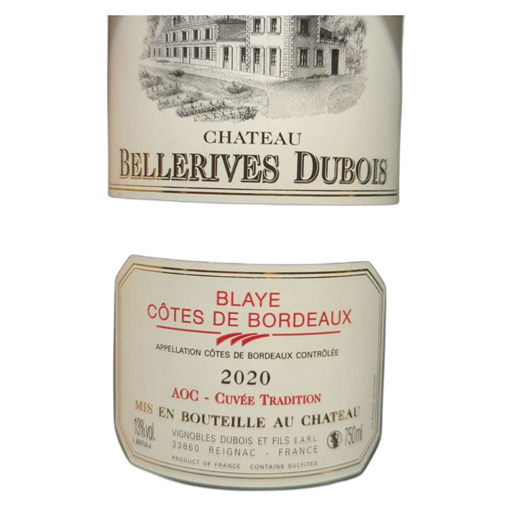 Bordeaux Blaye-Côtes-de-Bordeaux Château Bellerives Dubois 2020