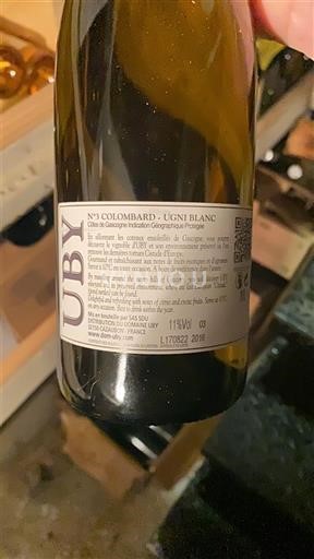 Lounais-Ranska Gascognen rinteet Domaine Uby N°3 Colombard-Ugni Blanc 2018