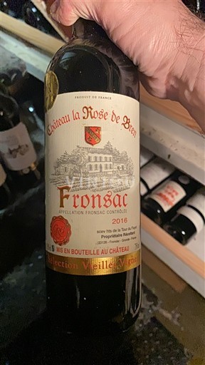 Vin Rouge sec Sélection Vieilles Vignes Château La Rose de Bern 2016 France Bordeaux Fronsac AOC