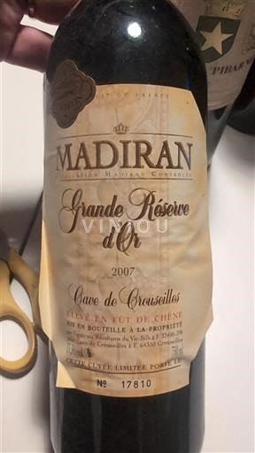 Sudoeste Madiran Cave de Crouseilles Grande Réserve d'Or 2007