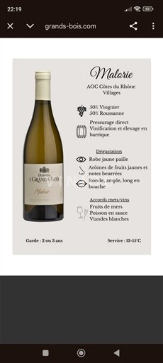 Thung lũng Rhône Côtes-du-rhône-villages Les Grands Bois Malorie 2024