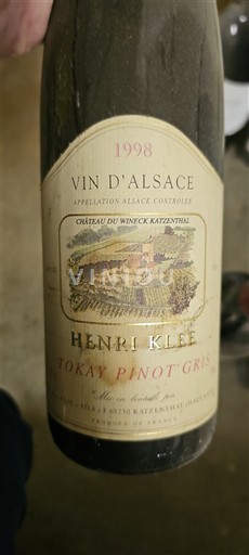 Vin Blanc sec Tokay Pinot Gris Château Wineck Katzenthal 1998 France Alsace Vin de France