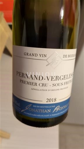 Burgundsko Pernand-Vergelesses Premier Cru Jonathan Bonvalot Sous Frétille 2018