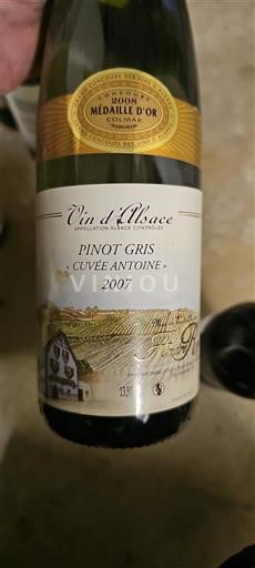 Vin Blanc sec Cuvée Antoine Ruhlmann 2007 France Alsace Vin de France