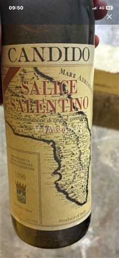Vinos Rouge sec Candido 1990 Italia Apulia Salice Salentino DOC