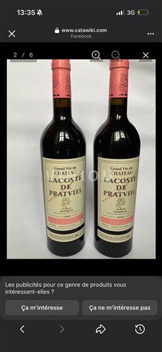 Bordéus Graves Château Lacoste de Pratviel 2000