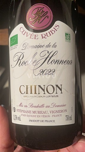 Loire Valley Chinon Domaine La Roche Honneur Rubis 2022