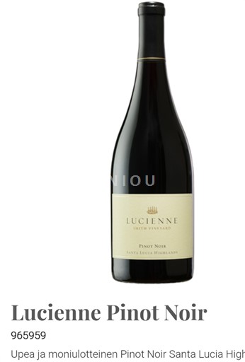 Kalifornijske AVA Santa Lucia Highlands Lucienne Smith Vineyard Pinot Noir 2017