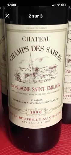 Bordeaux Montagne-Saint-Émilion Château Champs des Sables 1990