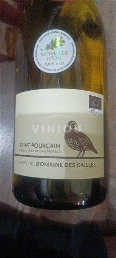 Vallée de la Loire Saint-Pourçain Domaine S Cailles L'Esprit du Domaine des Cailles 2023