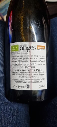 Thung lũng Rhône Châteauneuf-du-pape Domaine Raymond Usseglio & Fils La Part des Anges 2018
