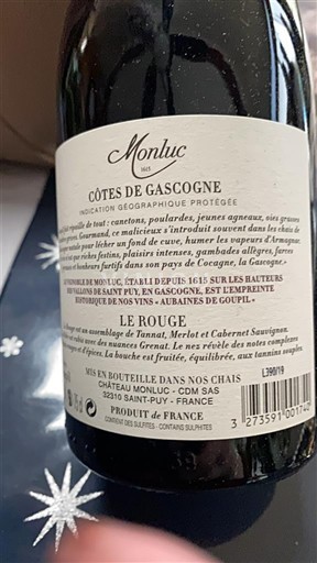 Sudoeste Côtes de Gascogne Monluc Le Rouge Não Sazonado