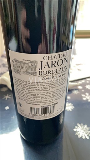 Vini Rouge sec Cuvée Puy Berton Château Jaron 2019 Francia Bordeaux AOC