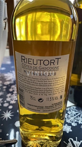 Sydvestfrankrig Côtes de Gascogne Rieutort Petit Manseng 2018