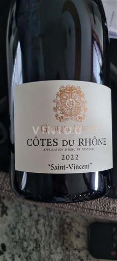 Vallée du Rhône Côtes-du-rhône Gabriel Meffre Saint-Vincent 2022