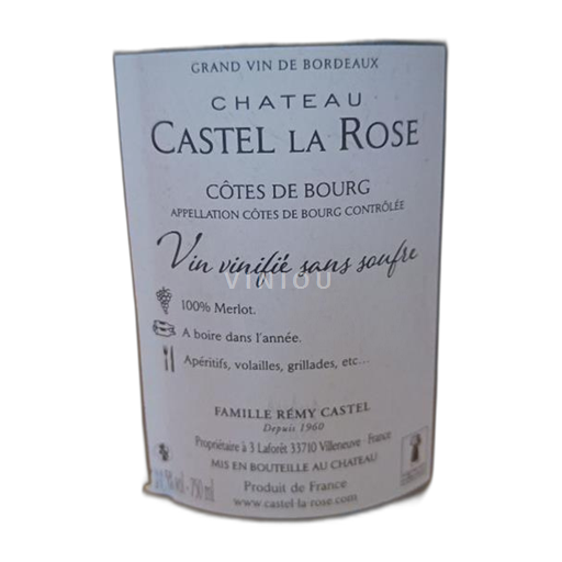 Bordeaux Château Castel la Rose Sans soufre ajouté 2019