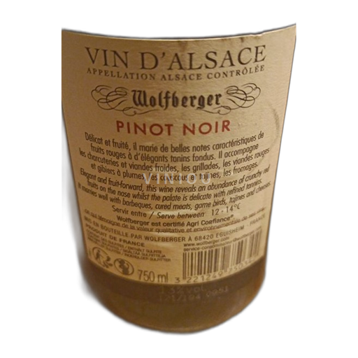 Wines Rouge sec Wolfberger 2020 France Alsace Vin de France