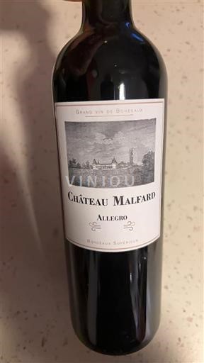 Bordeaux Bordeaux superiore Château Malfard Allegro 2018