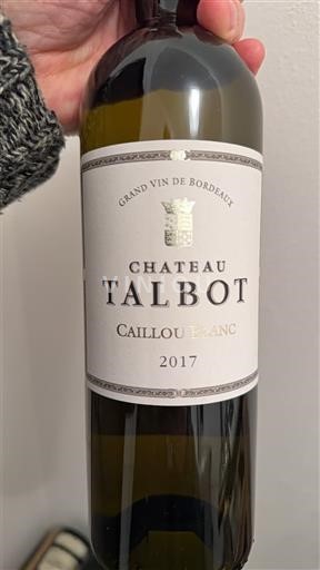 Viner Blanc sec Caillou Blanc Château Talbot 2017 Frankrike Bordeaux AOC