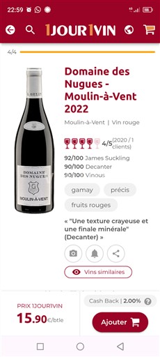 Beaujolais Moulin-à-vent Domaine S Nugues 2022
