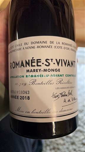 Burgund Romanée-Saint-Vivant Grand Cru Domaine La Romanée-Conti Marey-Monge 2018