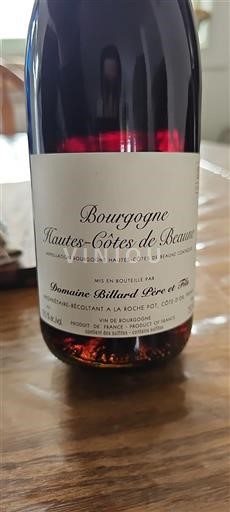 Vin Rouge sec Domaine Billard Père et Fils 2023 France Bourgogne Hautes Côtes de beaune AOC