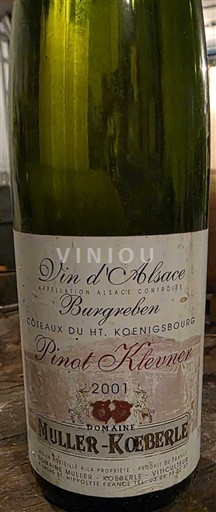 Alsace Domaine Muller-Koeberle Burgreben 2001